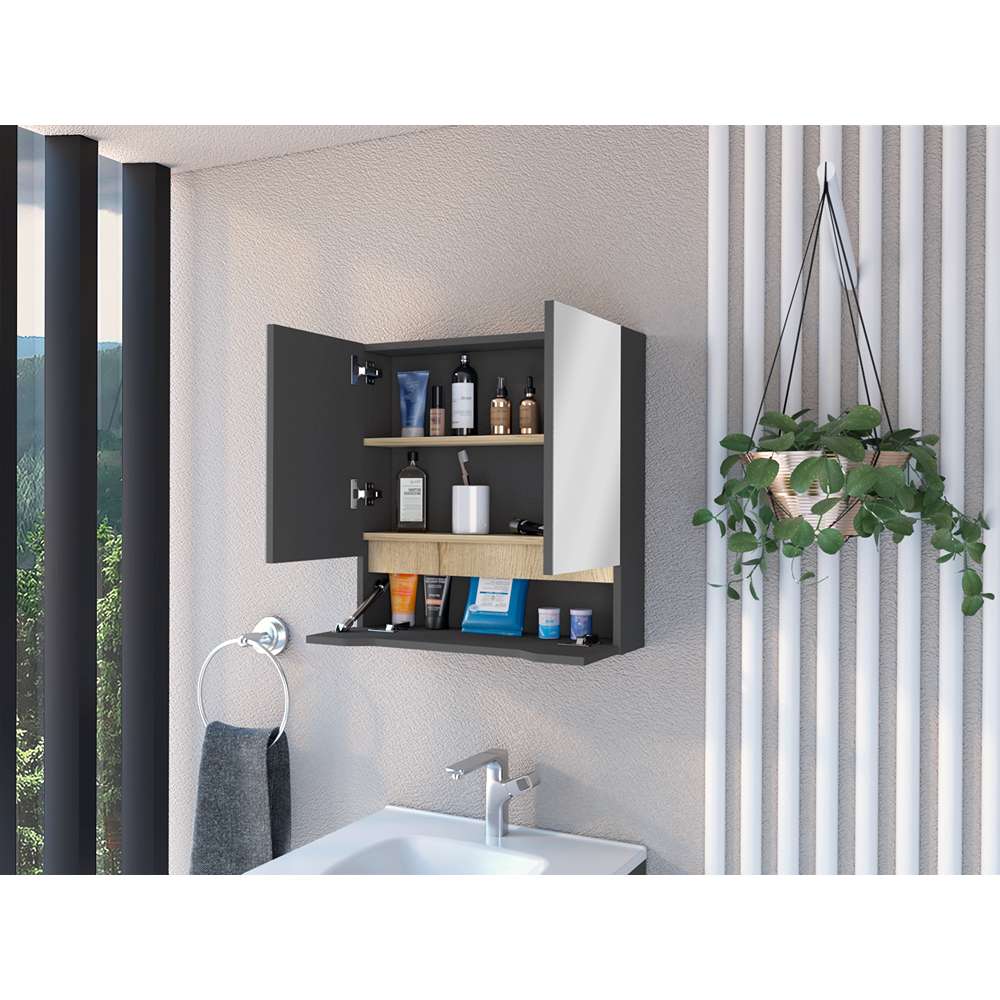 Gabinete de Baño Laurent Plomo 60 cm con Dos Puertas y Entrepaños - Gabinetes de Baño | Bylmo