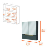 Gabinete de Baño Laurent Plomo 60 cm con Dos Puertas y Entrepaños - Gabinetes de Baño | Bylmo