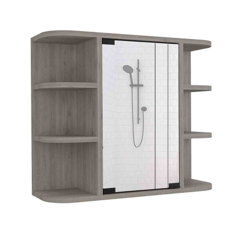 Gabinete de Baño Milan Ceniza 60x50cm Cuadrado con Espejo y con Cuatro Entrepaños - Gabinetes de Baño | Bylmo
