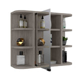 Gabinete de Baño Milan Ceniza 60x50cm Cuadrado con Espejo y con Cuatro Entrepaños - Gabinetes de Baño | Bylmo