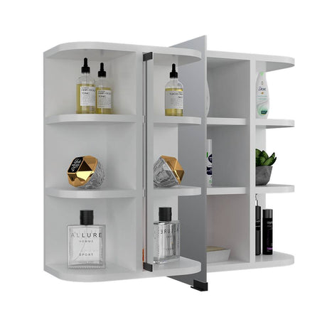 Gabinete de Baño Milan Blanco 60x50cm Cuadrado con Espejo y con Cuatro Entrepaños - Gabinetes | Bylmo