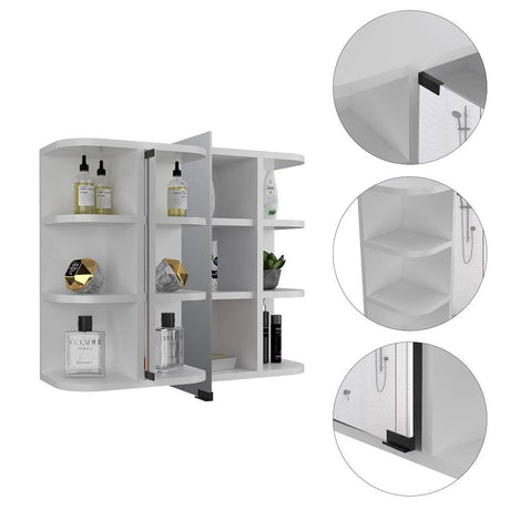 Gabinete de Baño Milan Blanco 60x50cm Cuadrado con Espejo y con Cuatro Entrepaños - Gabinetes | Bylmo