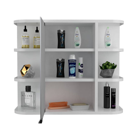 Gabinete de Baño Milan Blanco 60x50cm Cuadrado con Espejo y con Cuatro Entrepaños - Gabinetes | Bylmo