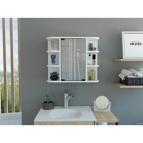 Gabinete de Baño Milan Blanco 60x50cm Cuadrado con Espejo y con Cuatro Entrepaños - Gabinetes | Bylmo