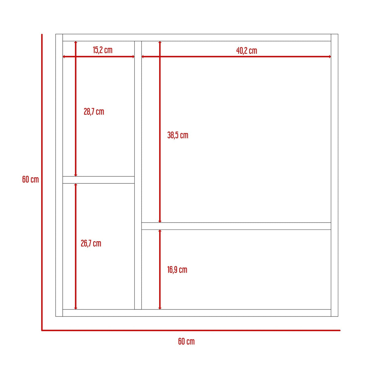 Gabinete de Baño Sines Duna 60x60cm Cuadrado con Espejo y con Dos Entrepaños - Gabinetes de Baño | Bylmo