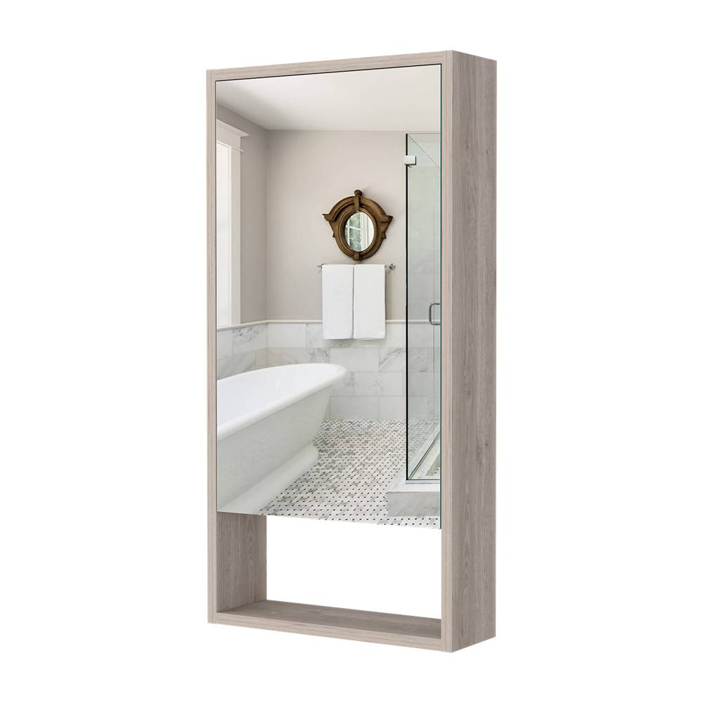 Gabinete de Baño Mariana Ceniza 45.5x90cm Rectangular con Espejo y con Dos Entrepaños - Gabinetes | Bylmo