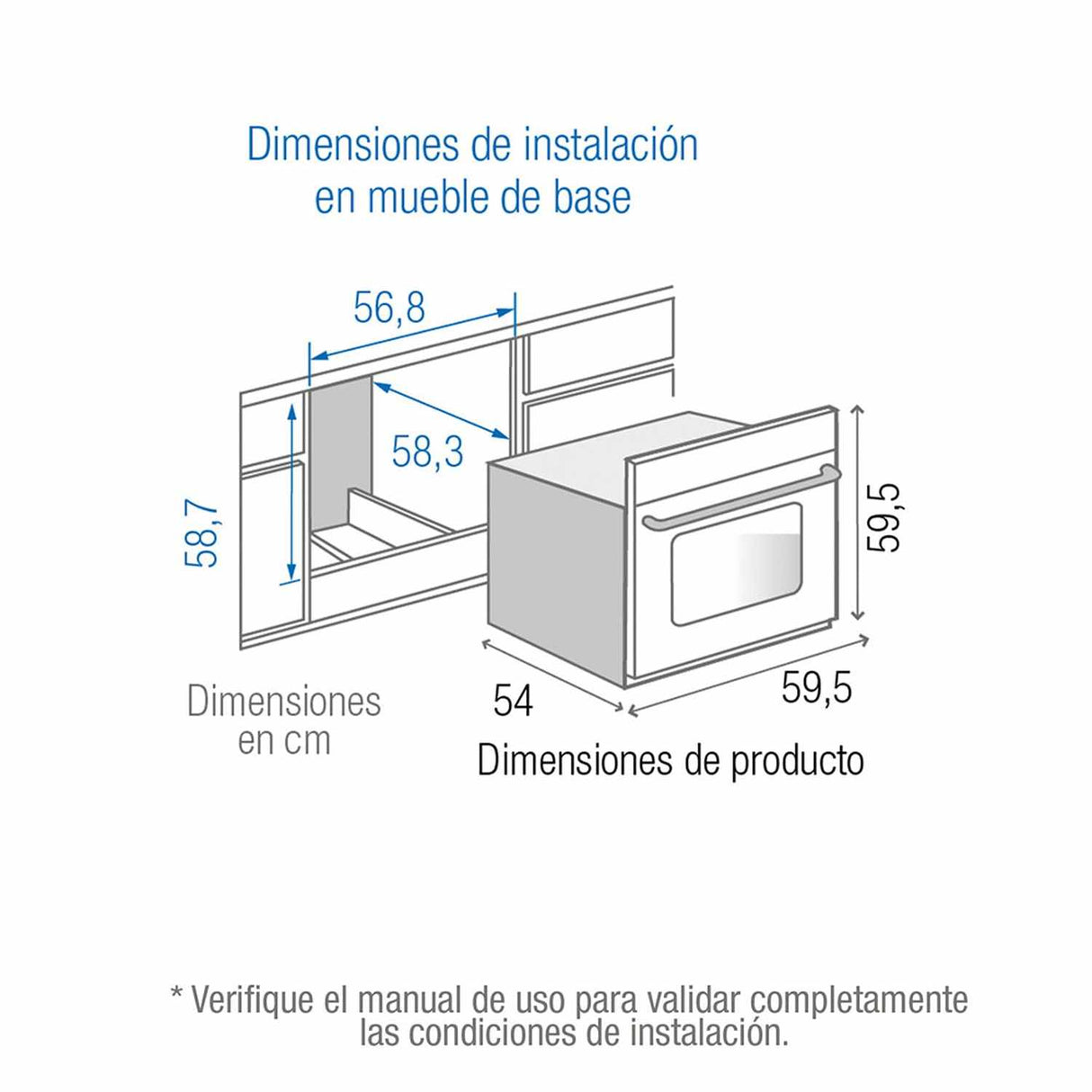 Horno de Empotrar Mixto Challenger Acero y Negro 60x60cm 53 Litros - Electrodomesticos | Bylmo