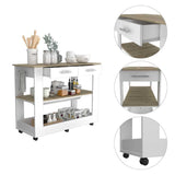 Isla de Cocina Cala Blanco y Duna 116.8x92.7cm con un Entrepaño y con Dos Comportamientos - Cocinas | Bylmo