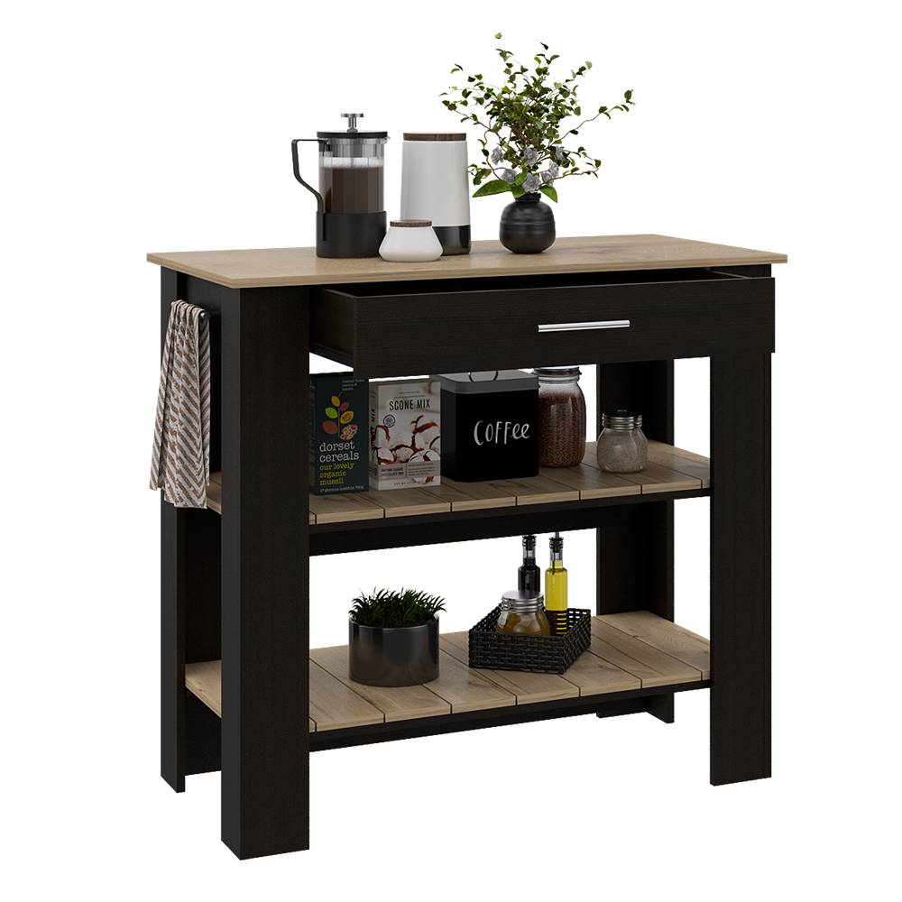Mueble Auxiliar de Cocina Cala Wengue y Duna 101 cm con Un Cajón y Entrepaños - Muebles Organizadores | Bylmo
