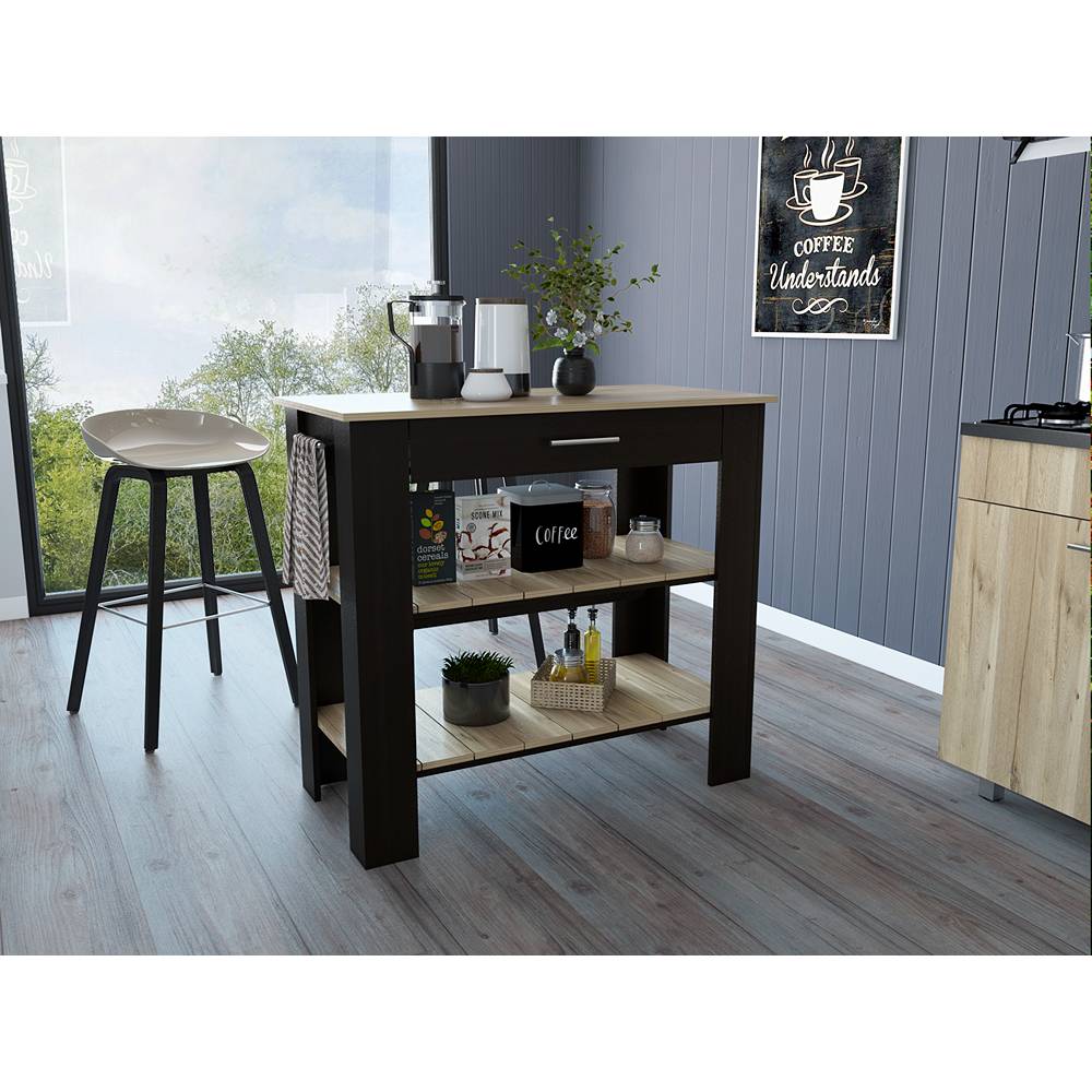 Mueble Auxiliar de Cocina Cala Wengue y Duna 101 cm con Un Cajón y Entrepaños - Muebles Organizadores | Bylmo