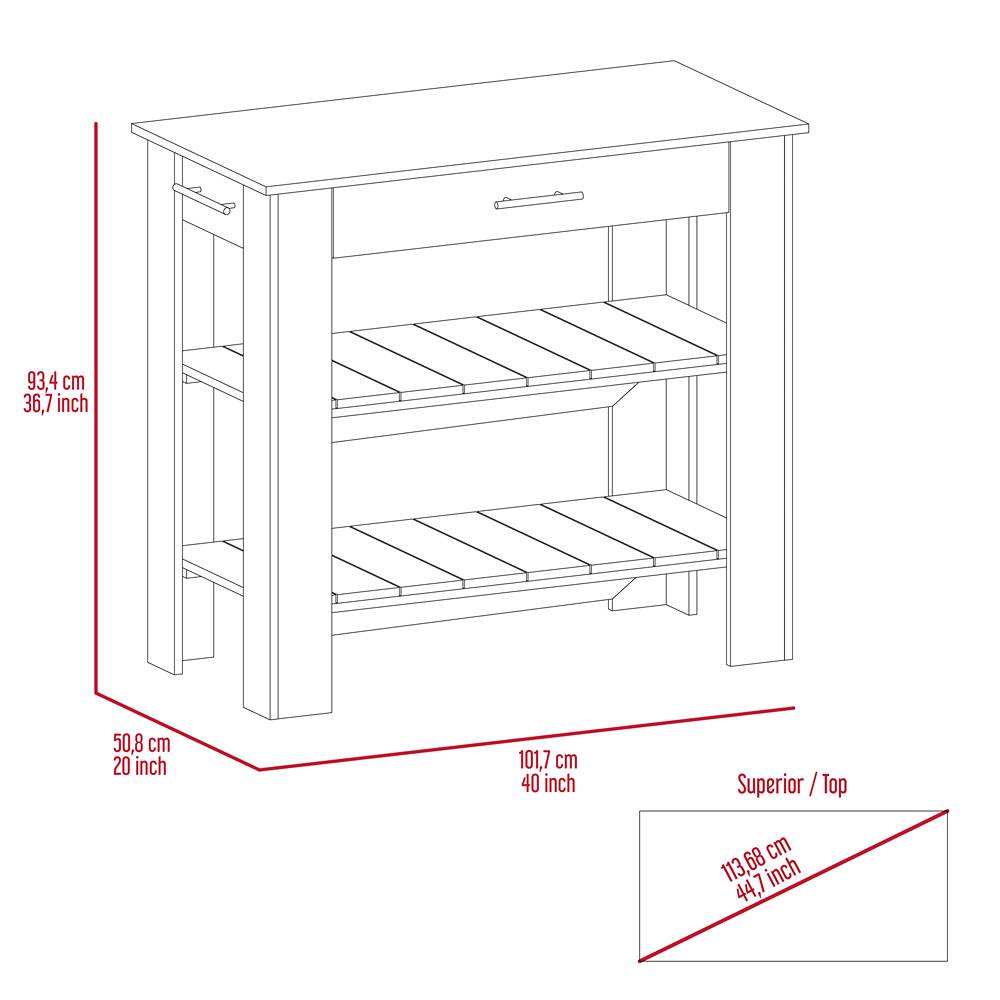 Mueble Auxiliar de Cocina Cala Wengue y Duna 101 cm con Un Cajón y Entrepaños - Muebles Organizadores | Bylmo