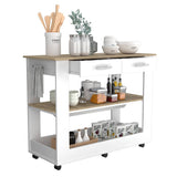 Isla de Cocina Cala Blanco y Duna 116.8x92.7cm con Dos Entrepaños y con Dos Comportamientos - Cocinas | Bylmo