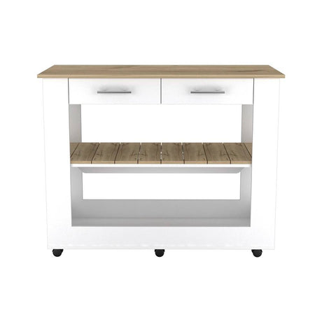 Isla de Cocina Cala Blanco y Duna 116.8x92.7cm con Dos Entrepaños y con Dos Comportamientos - Cocinas | Bylmo