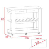 Isla de Cocina Cala Blanco y Duna 116.8x92.7cm con Dos Entrepaños y con Dos Comportamientos - Cocinas | Bylmo