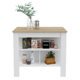 Isla de Cocina Cala Blanco Duna 103 cm con Entrepaños - Barras y Muebles Auxiliares | Bylmo