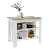 Isla de Cocina Cala Blanco Duna 103 cm con Entrepaños - Barras y Muebles Auxiliares | Bylmo
