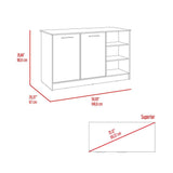 Isla de Cocina Ginger Blanco y Bellota 150x90.6cm con Cuatro Entrepaños y con Siete Comportamientos - Cocinas | Bylmo