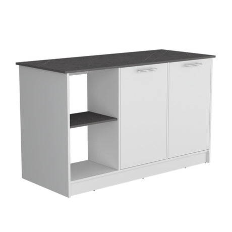 Isla de Cocina Juniper Onix 150x90cm con Tres Entrepaños y Seis Compartimientos - Barras y Muebles Auxiliares | Bylmo