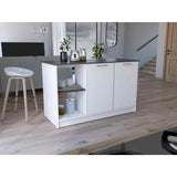 Isla de Cocina Juniper Onix 150x90cm con Tres Entrepaños y Seis Compartimientos - Barras y Muebles Auxiliares | Bylmo