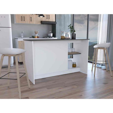Isla de Cocina Juniper Onix 150x90cm con Tres Entrepaños y Seis Compartimientos - Barras y Muebles Auxiliares | Bylmo