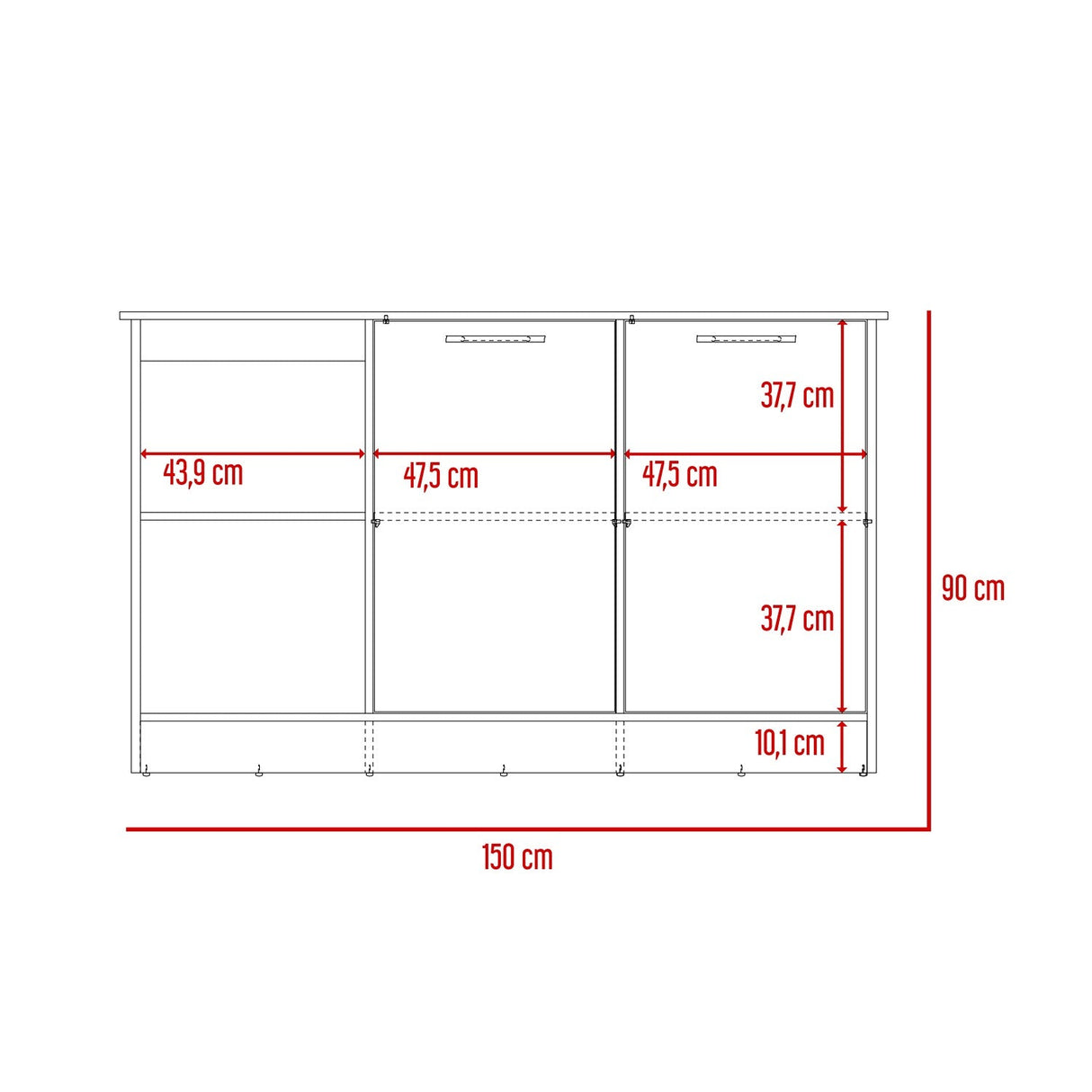 Isla de Cocina Juniper Onix 150x90cm con Tres Entrepaños y Seis Compartimientos - Barras y Muebles Auxiliares | Bylmo
