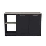 Isla de Cocina Juniper Wengue y Ibiza 150x90cm con Tres Entrepaños y Seis Compartimientos - Barras y Muebles Auxiliares | Bylmo