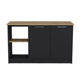 Isla de Cocina Juniper Wengue y Macadamia 150x90cm con Tres Entrepaños y Seis Compartimientos - Barras y Muebles Auxiliares | Bylmo