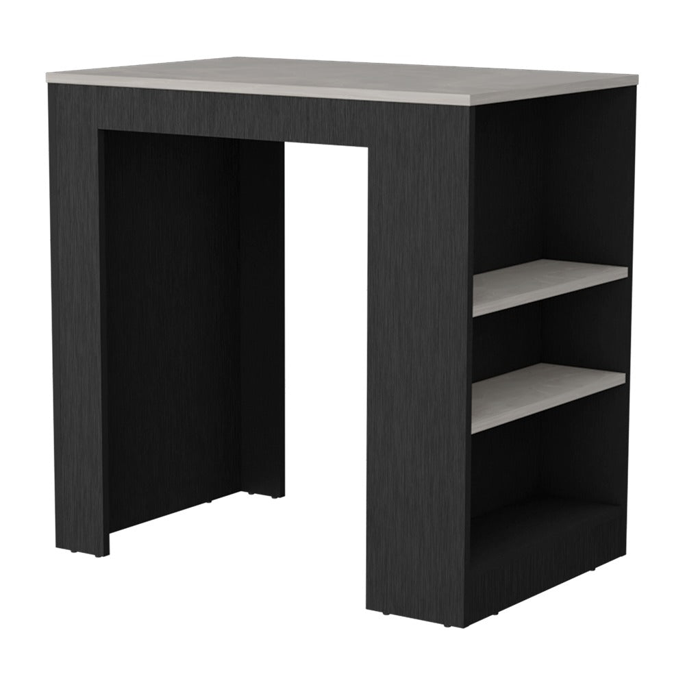 Isla de Cocina Wengue 92x91cm con Dos Entrepaños y Tres Compartimientos - Barras y Muebles Auxiliares | Bylmo