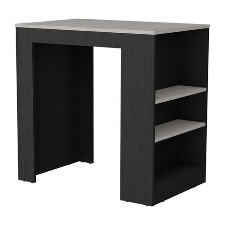 Isla de Cocina Wengue 92x91cm con Dos Entrepaños y Tres Compartimientos - Barras y Muebles Auxiliares | Bylmo