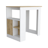 Isla de Cocina Stirling Blanco 92x91cm con Dos Entrepaños y Tres Compartimientos - Barras y Muebles Auxiliares | Bylmo