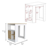 Isla de Cocina Stirling Blanco 92x91cm con Dos Entrepaños y Tres Compartimientos - Barras y Muebles Auxiliares | Bylmo