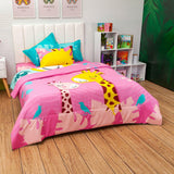 Cubrelecho Semi Acolchado Infantil Azul Claro para Cama Sencillo 100 X 190 Cm Doble Faz de Jirafas - Ropa de Cama | Bylmo