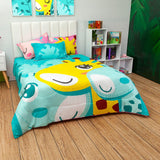 Cubrelecho Semi Acolchado Infantil Azul Claro para Cama Sencillo 100 X 190 Cm Doble Faz de Jirafas - Ropa de Cama | Bylmo