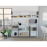 Alacena Sabina Siena y Blanco 170 cm con Siete Puertas y Un Cajón - Muebles Organizadores | Bylmo