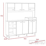 Alacena Sabina Siena y Blanco 170 cm con Siete Puertas y Un Cajón - Muebles Organizadores | Bylmo