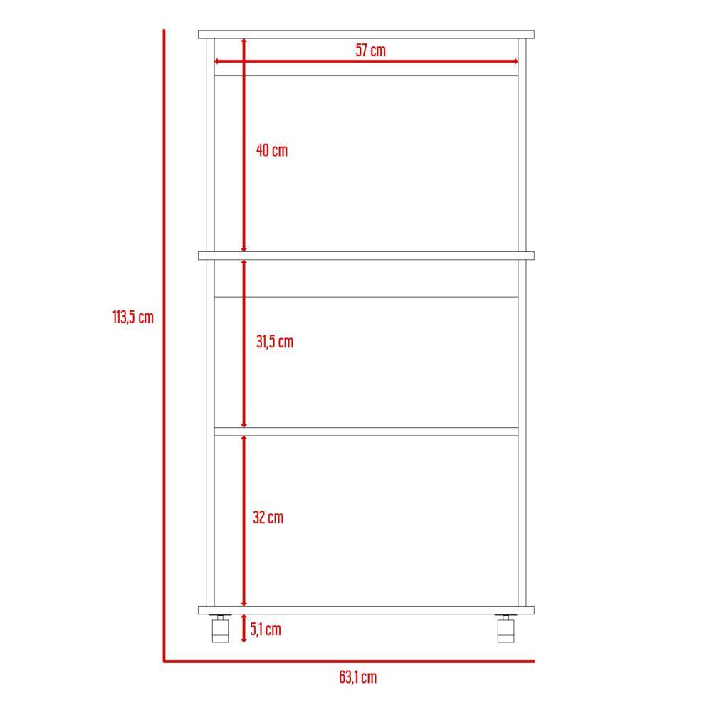 Mueble Microondas Blanco y Wengue 63x113.5cm con Dos Entrepaños y Tres Compartimientos - Muebles Organizadores | Bylmo