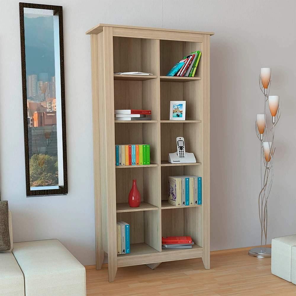 Biblioteca Essential Rovere 78x130cm con Diez Compartimientos - Bibliotecas | Bylmo