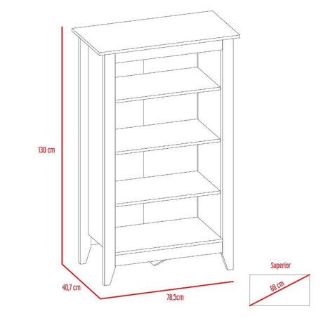 Biblioteca Essential Rovere 78x130cm con Diez Compartimientos - Bibliotecas | Bylmo