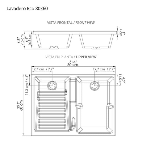 Lavadero Eco Arena y Blanco 80 cm con Almacenamiento y Puertas - Muebles de Aseo y Ropas | Bylmo