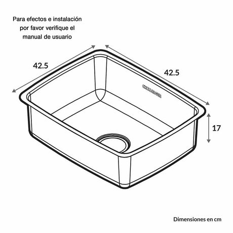 Lavaplatos de Submontar Challenger Acero 42.5x17cm Cuadrada Sencillo - Cocinas | Bylmo