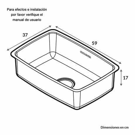 Lavaplatos de Submontar Challenger Acero 59x37cm Rectangular Sencillo - Cocinas | Bylmo