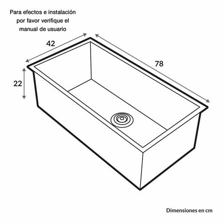 Lavaplatos de Submontar Challenger Acero 78x42cm Rectangular Sencillo para Mas De 30 Litros - Cocinas | Bylmo
