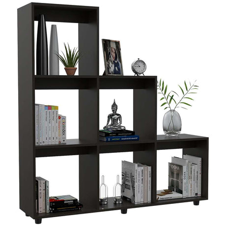 Biblioteca Escalera Salamanca Wengue 122.1x128.2cm con Seis Compartimientos - Bibliotecas | Bylmo