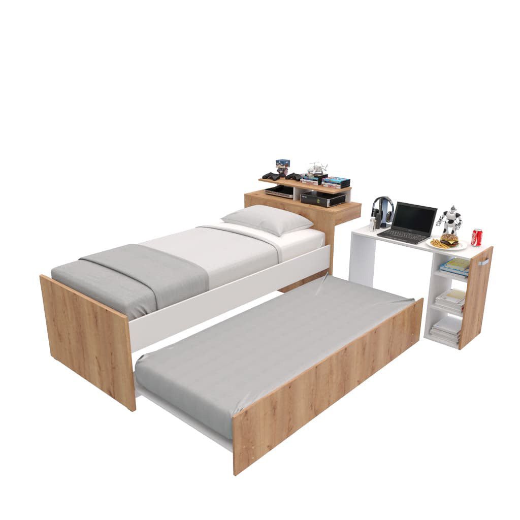Cama Nido Sencilla 90 cm Duna y Blanco Mltifuncional - Camas | Bylmo