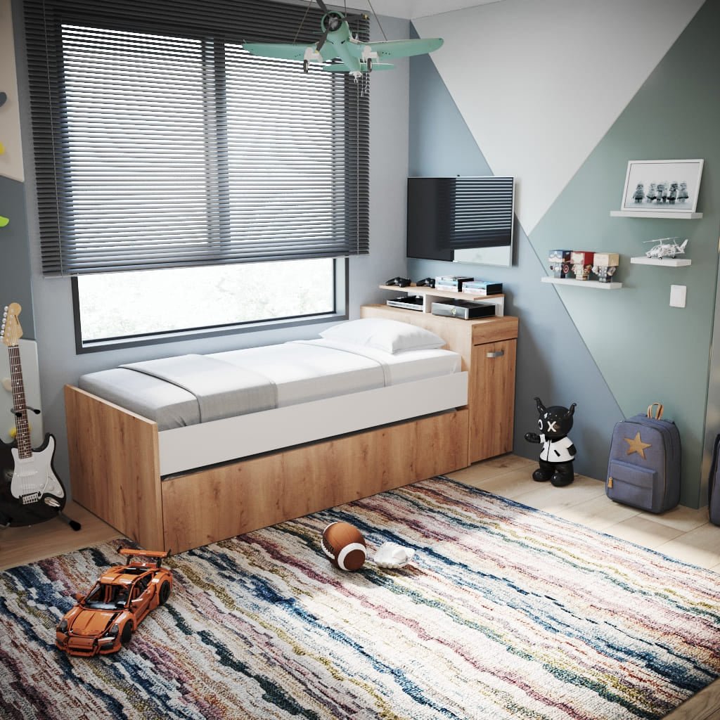 Cama Nido Sencilla 90 cm Duna y Blanco Mltifuncional - Camas | Bylmo