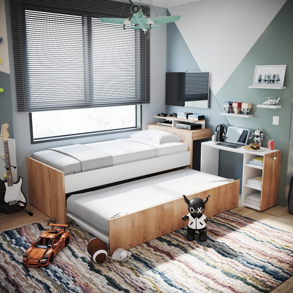 Cama Nido Sencilla 90 cm Duna y Blanco Mltifuncional - Camas | Bylmo