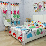 Combo Juego de Sabanas y Cortina Infantil Microfibra Semidoble 120 cm Blanco de Mickey de Colores - Ropa de Cama | Bylmo