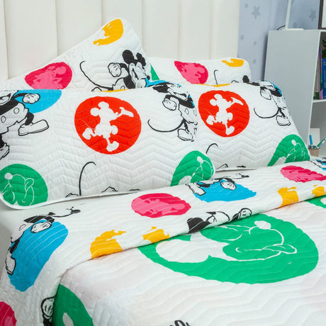Cubrelecho Español Infantil Blanco para Cama Doble 140 X 190 Cm Doble Faz de Mickey - Ropa de Cama | Bylmo