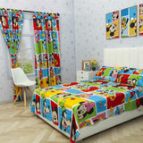 Combo Juego de Sabanas y Cortina Infantil Multicolor Semidoble 120 X 190 Cm de Disney - Ropa de Cama | Bylmo