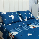 Combo Juego de Sabanas y Cortina Infantil Microfibra Doble 140 cm Azul Oscuro de Mickey - Ropa de Cama | Bylmo